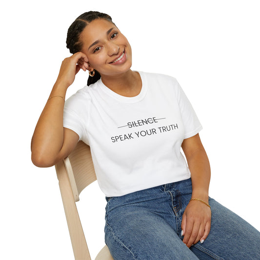 Speak Your Truth Unisex Softstyle T-Shirt (Black Letter)