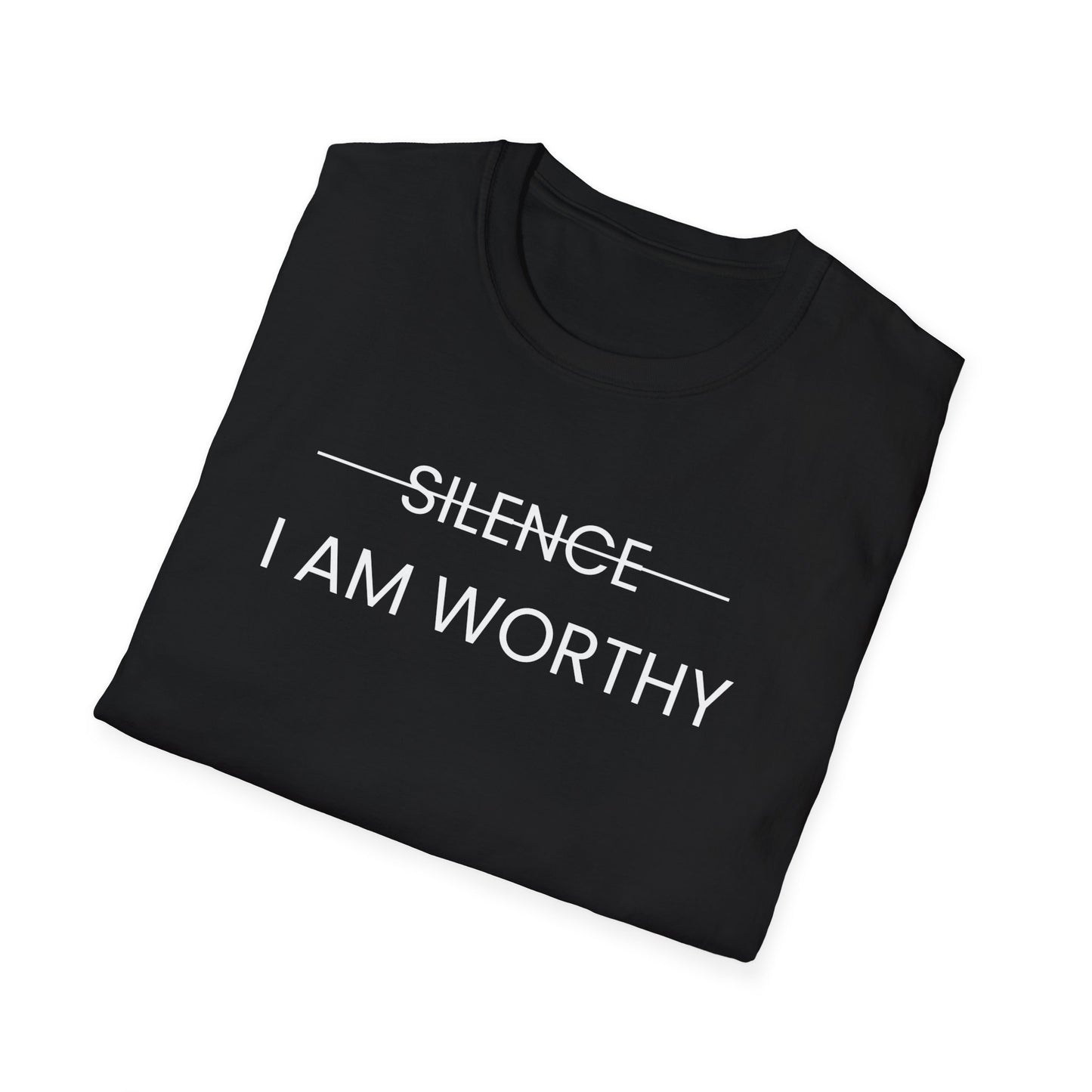 I Am Worthy Unisex Softstyle T-Shirt - Inspirational Quote Tee (White Letter)