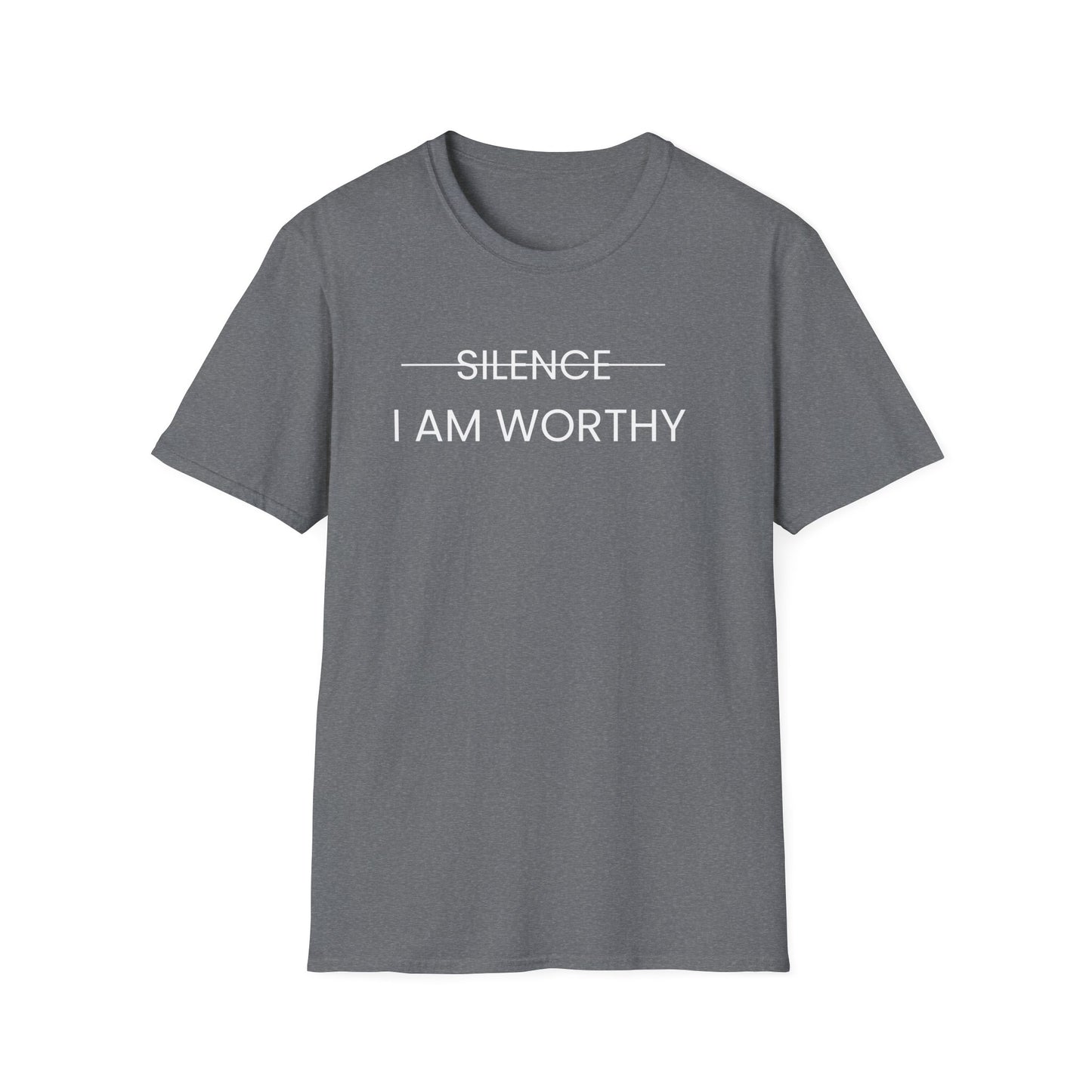 I Am Worthy Unisex Softstyle T-Shirt - Inspirational Quote Tee (White Letter)