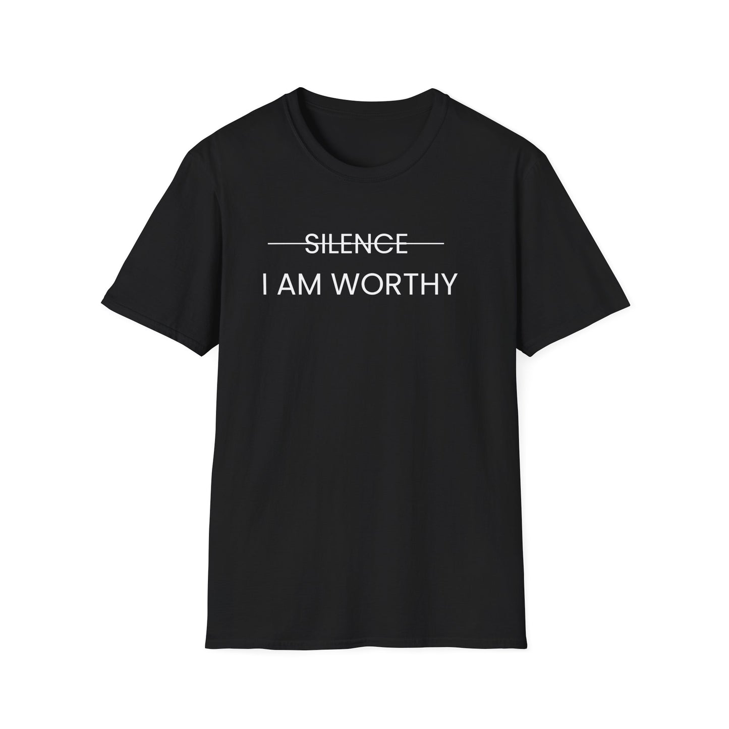 I Am Worthy Unisex Softstyle T-Shirt - Inspirational Quote Tee (White Letter)