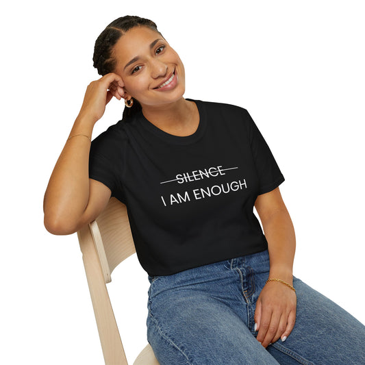 I Am Enough Unisex Softstyle T-Shirt - Inspirational Quote Tee for Everyday Confidence (White Letter)