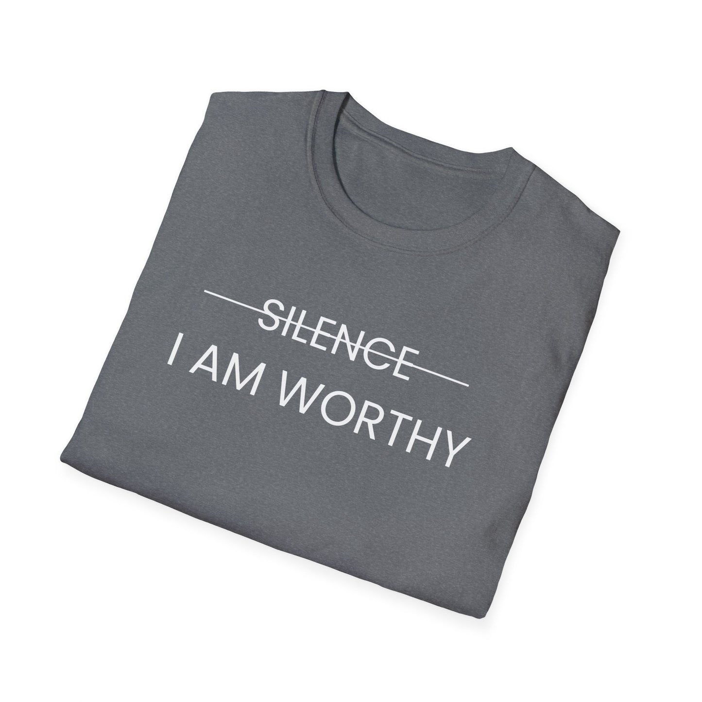 I Am Worthy Unisex Softstyle T-Shirt - Inspirational Quote Tee (White Letter)