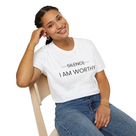 I Am Worthy Unisex Softstyle T-Shirt (Black Letter)